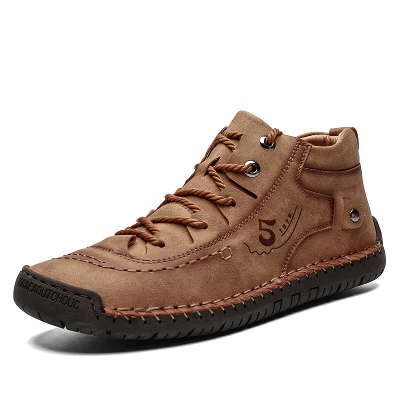 Men's Hand Stitched Lace up Walking Casual Ankle Boots | 9926