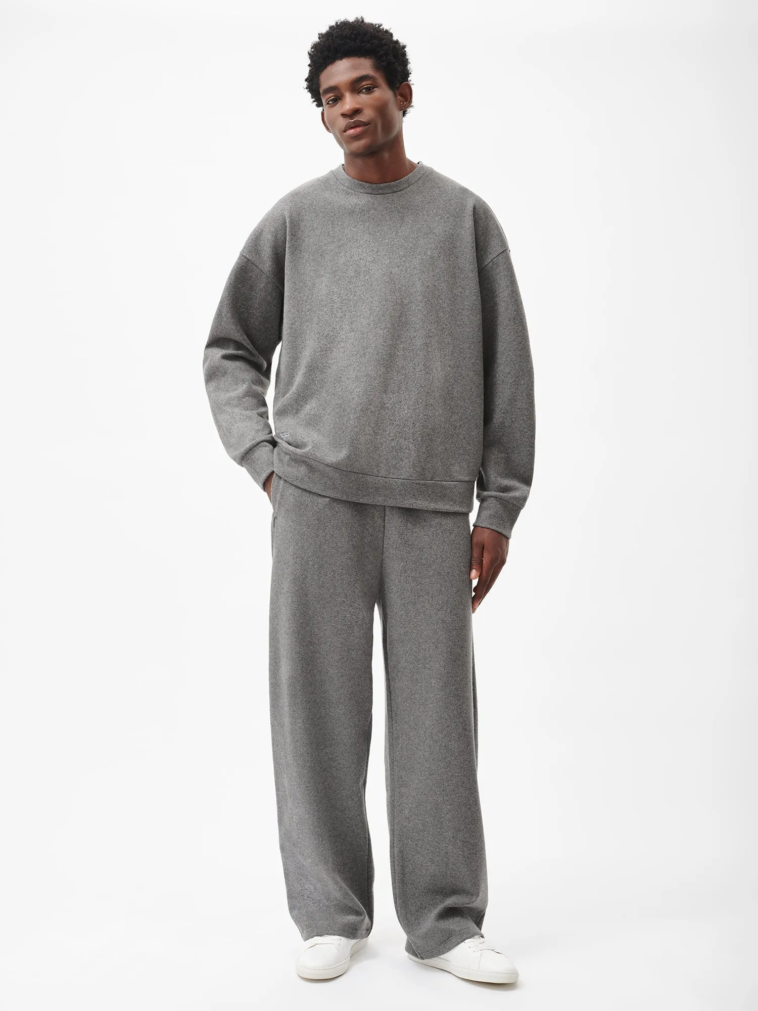 Mens Recycled Wool Jersey Wide-Leg Track Pants—volcanic grey