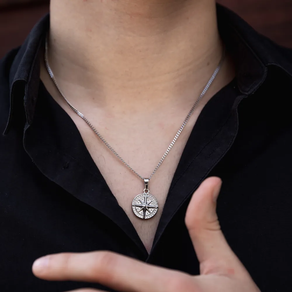 Mini Compass Pendant - Silver