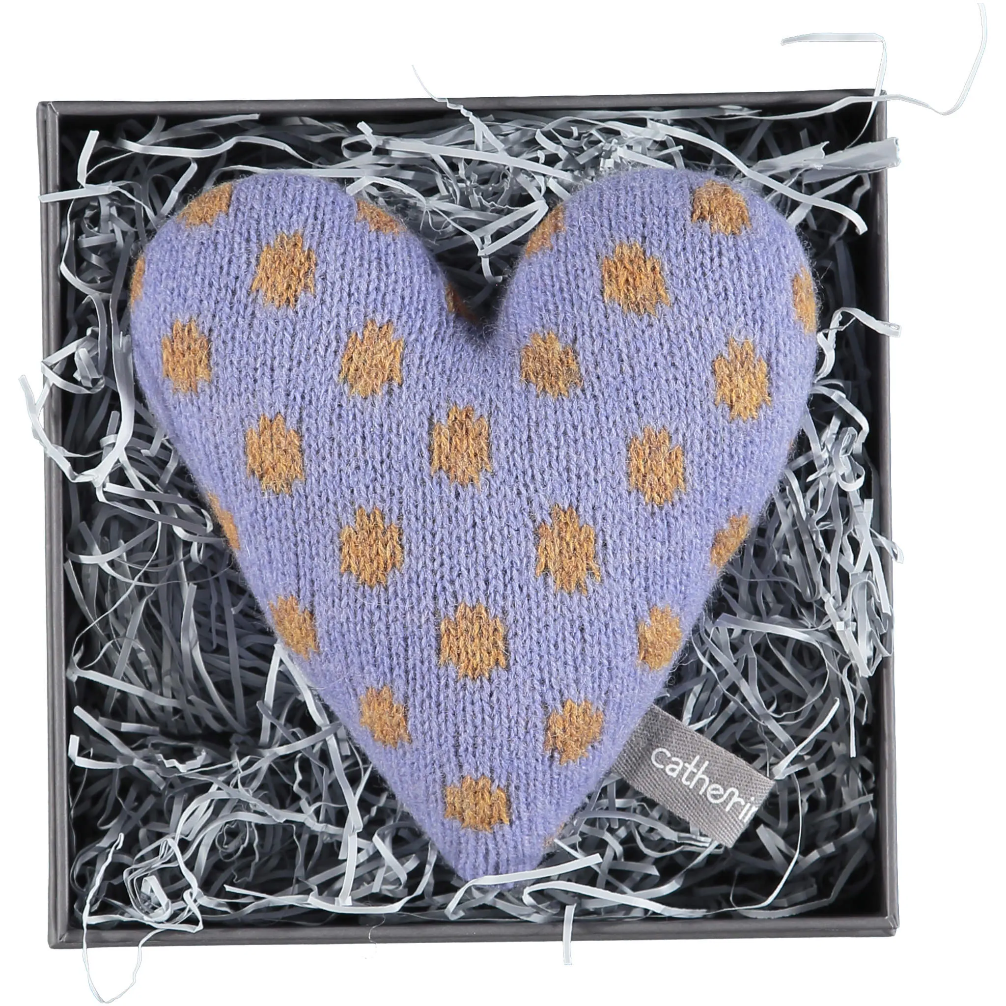 Mini Knitted Purple Polka Dot Heart With Lavender