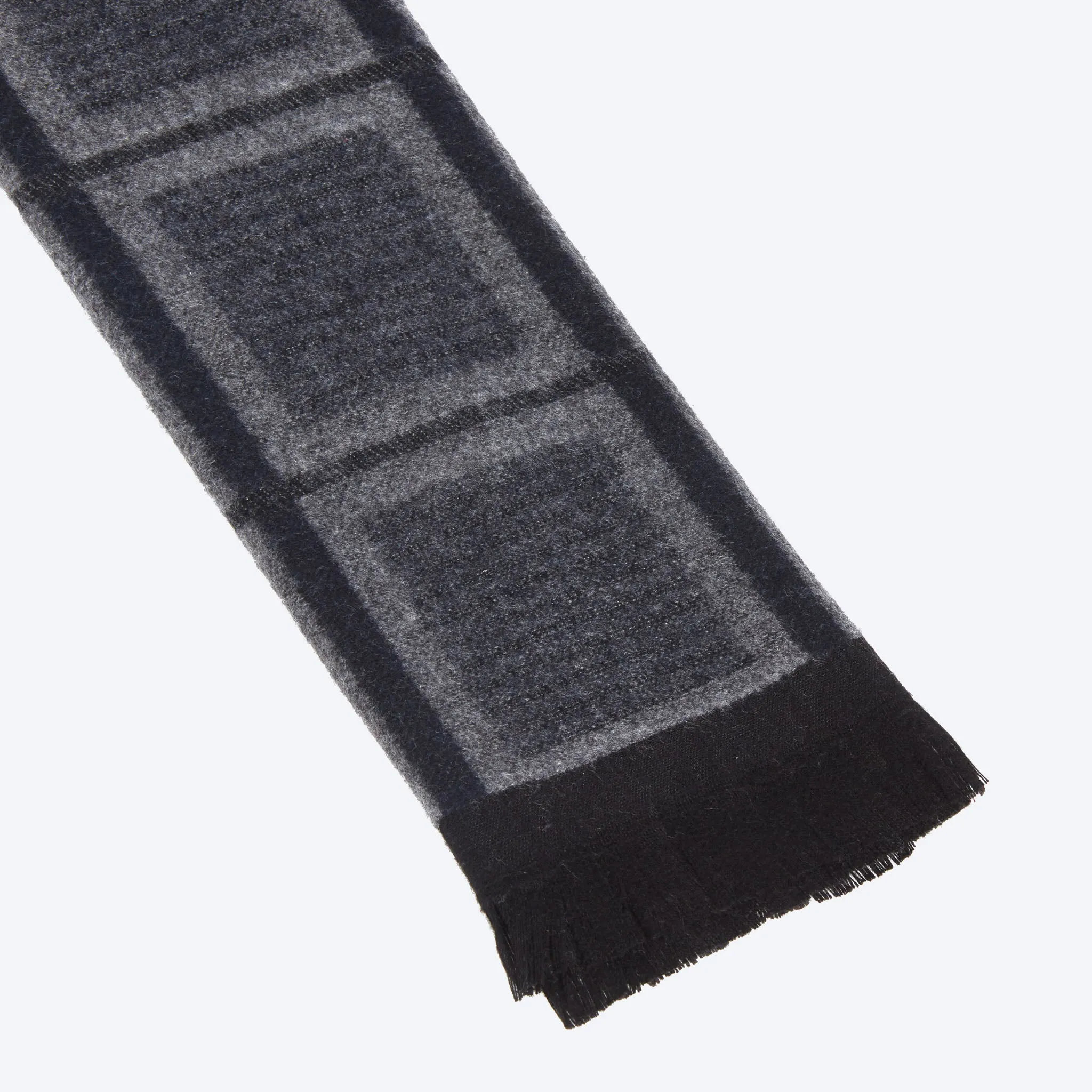 Navy Grey Windowpane Scarf