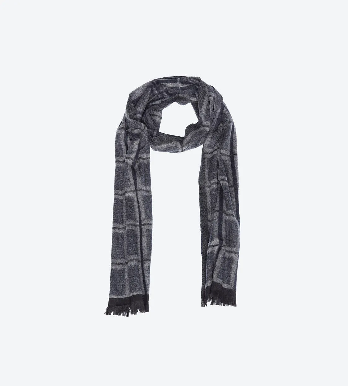 Navy Grey Windowpane Scarf