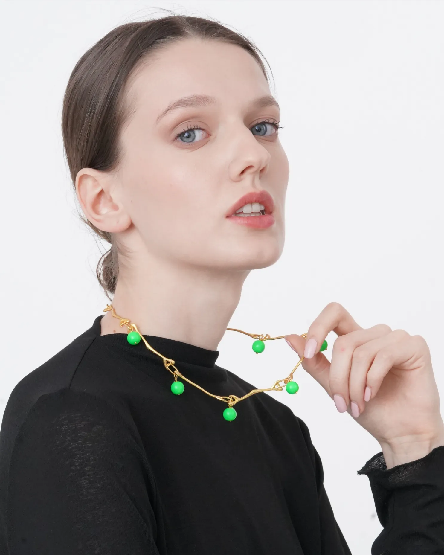 Neon Green Gold Necklace