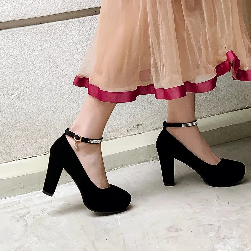 New Women Bling High Heels Female Velvet Shoes Platform Bottom Pumps Ladies Evening Dress Wedding Party Shoes Big Size 43 44