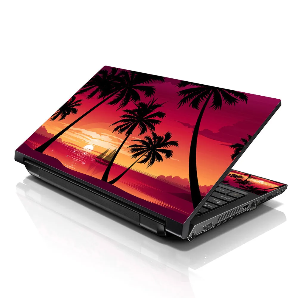 Notebook / Netbook Sleeve Carrying Case w/ Handle & Adjustable Shoulder Strap & Matching Skin – Hawaiian Paradise Palm Tree