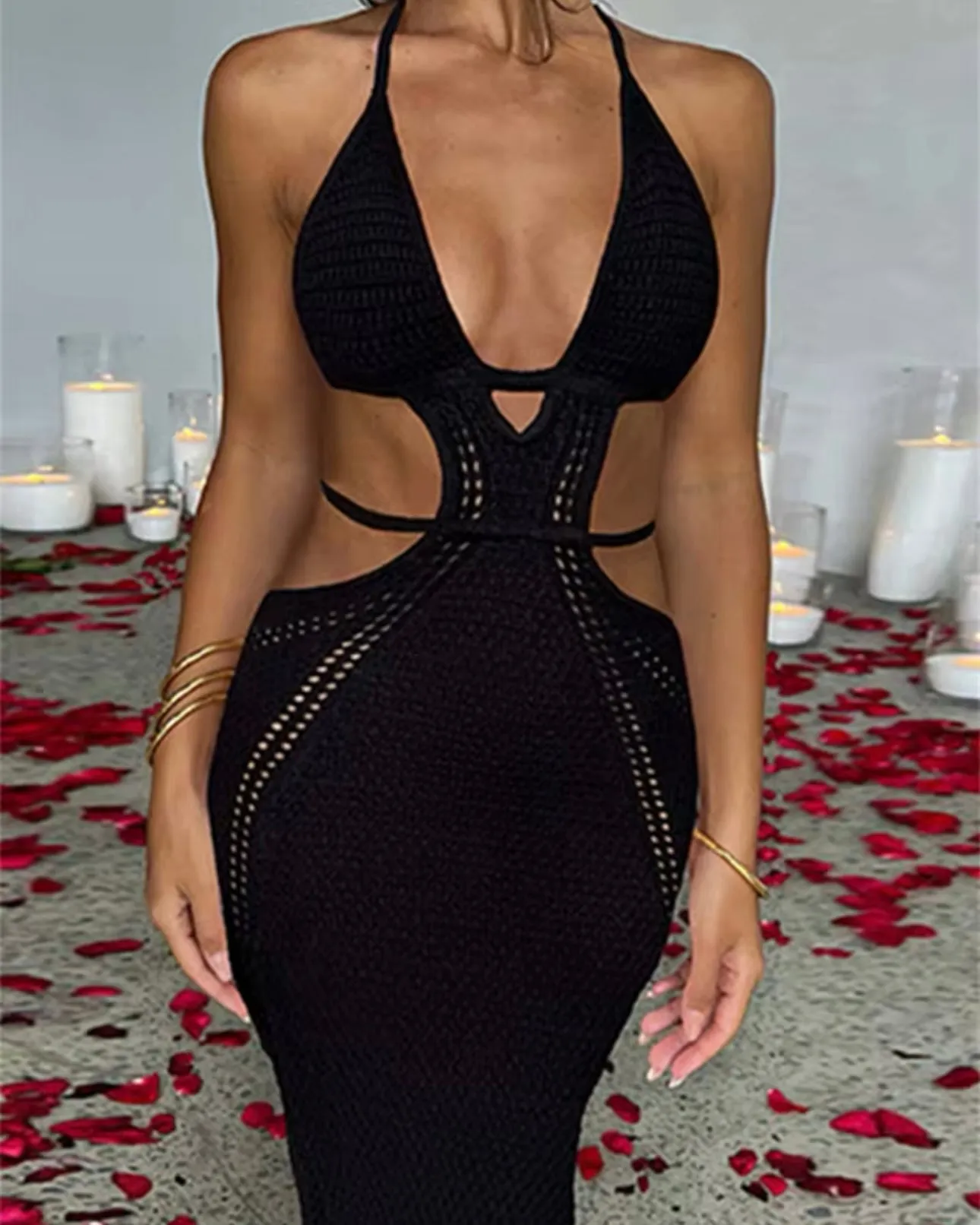 Nova Crochet Tie Halter Dress