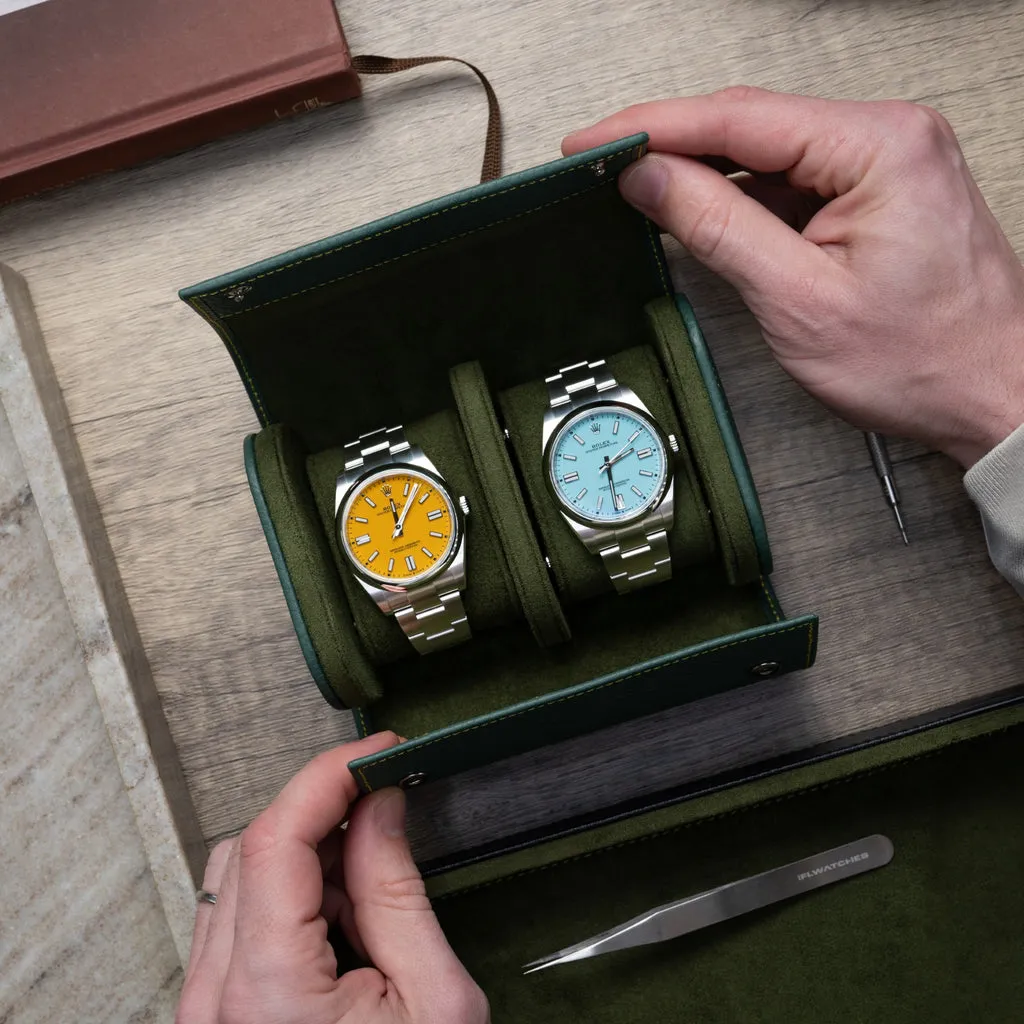 Olive Watch Roll – Two Watches