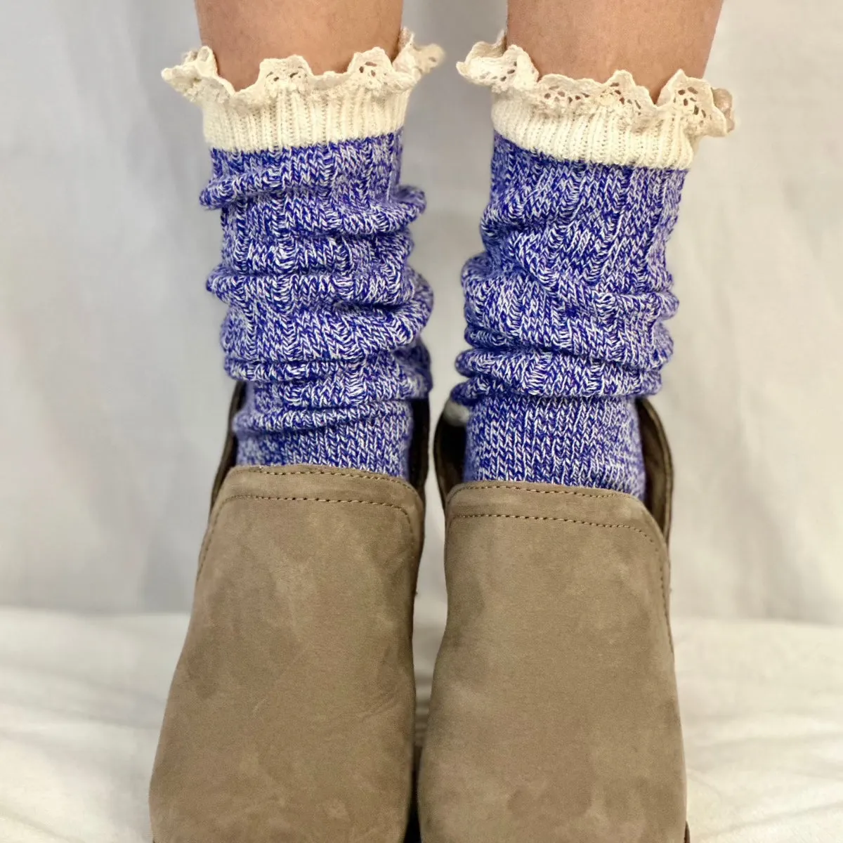 ORGANIC  lace boot socks - purple