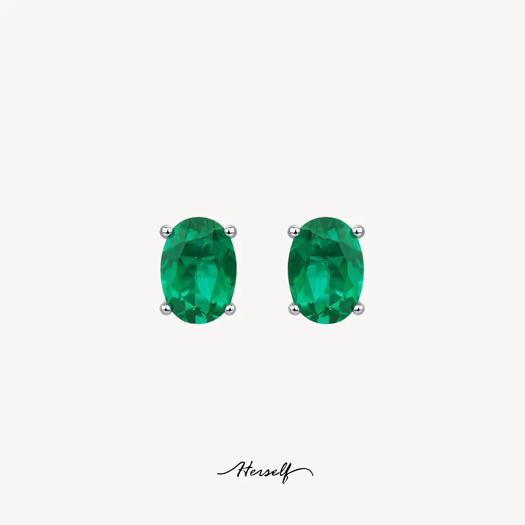 Oval Emerald Stud Earrings