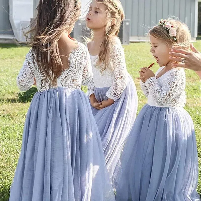 Plus Size Princess Party Lace Flower Girl Dress