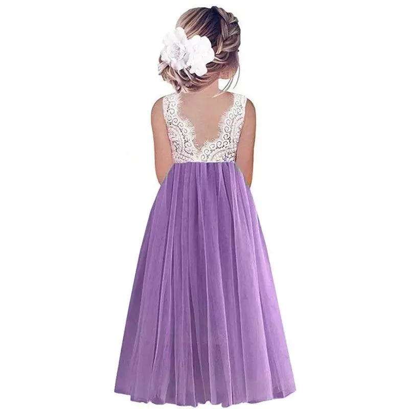 Plus Size Princess Party Lace Flower Girl Dress