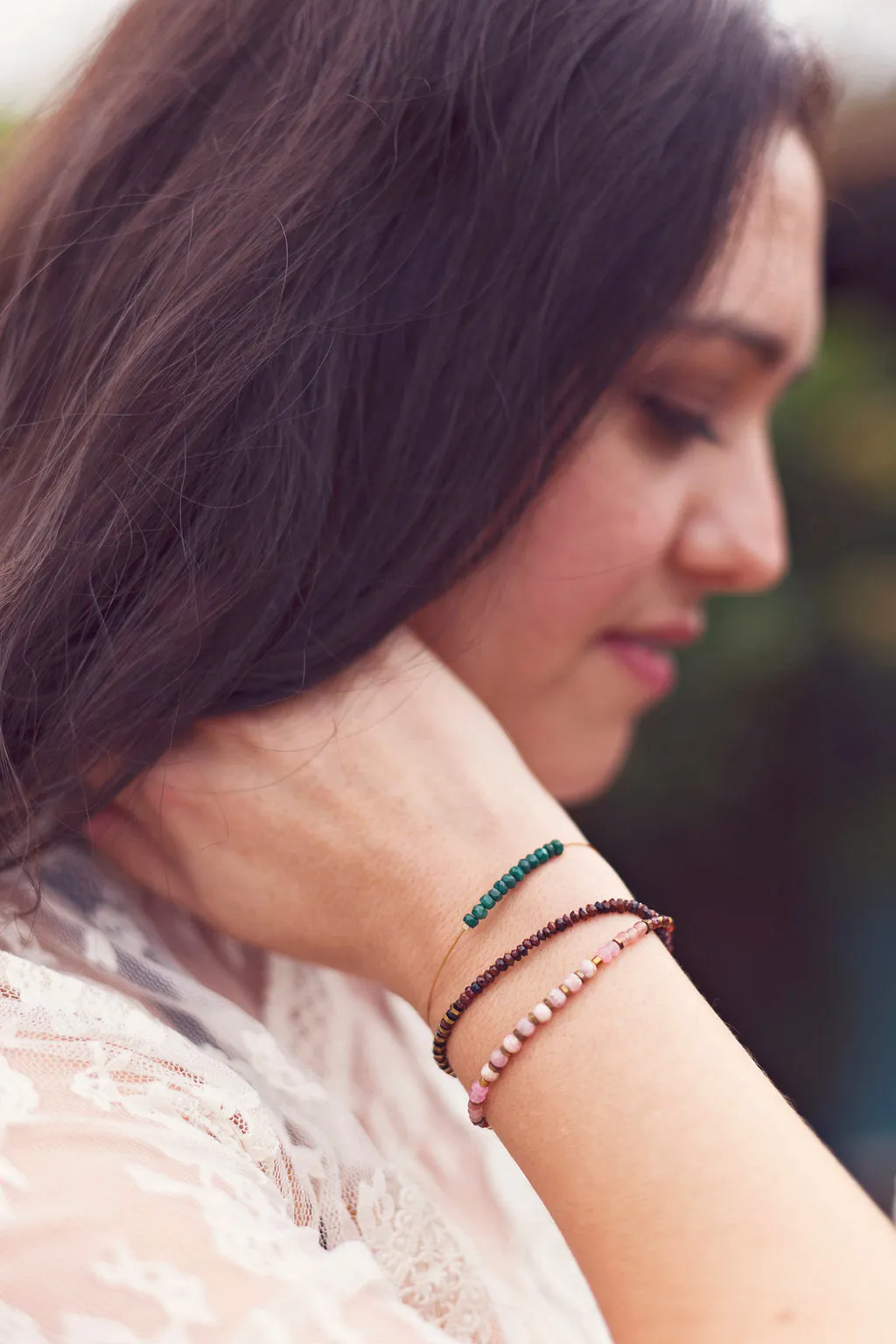 "Volcano" Emerald Gemstone Minimalist Bracelet