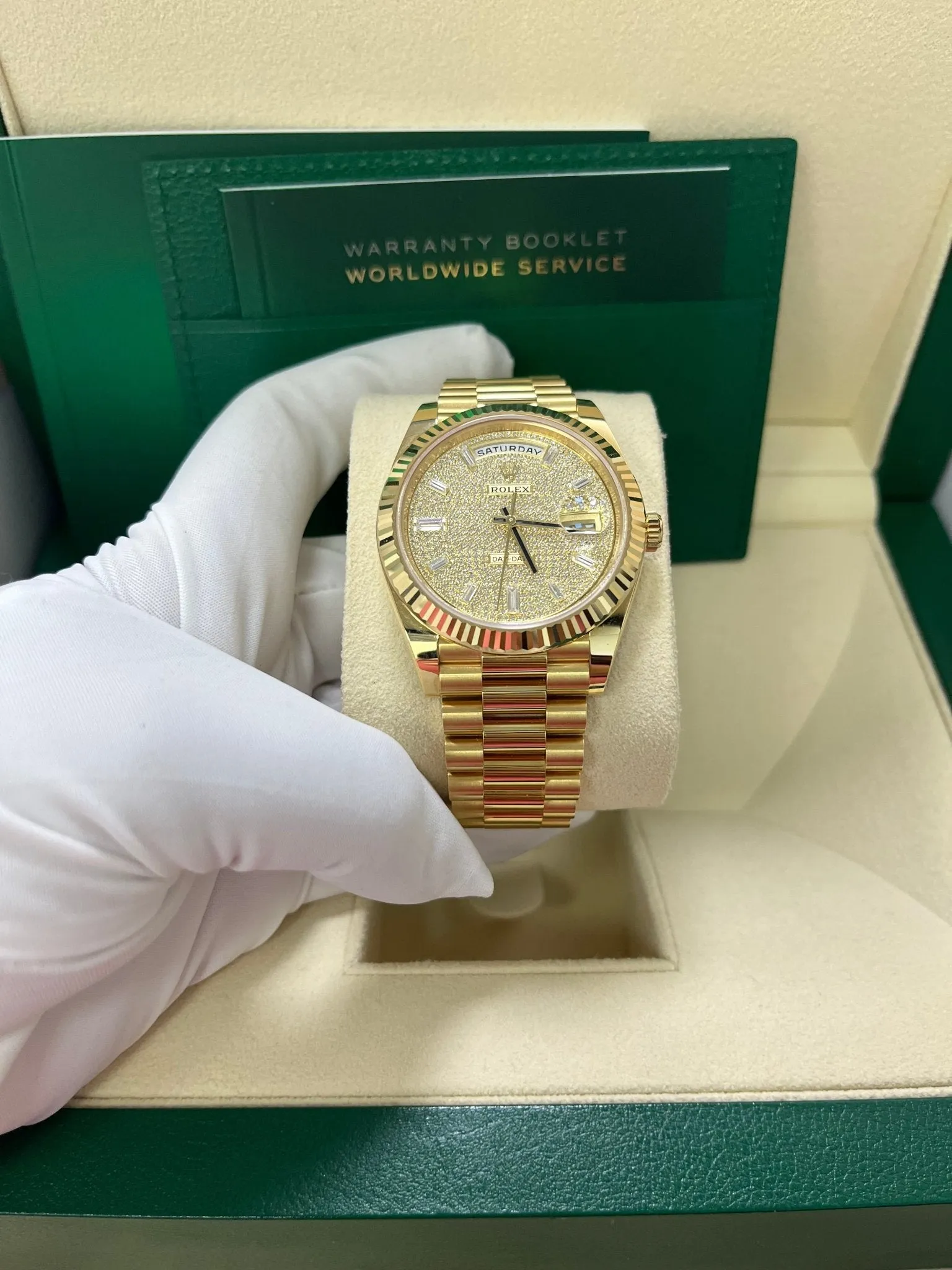 Rolex Day-Date 40mm Yellow Gold Pave Dial 228238