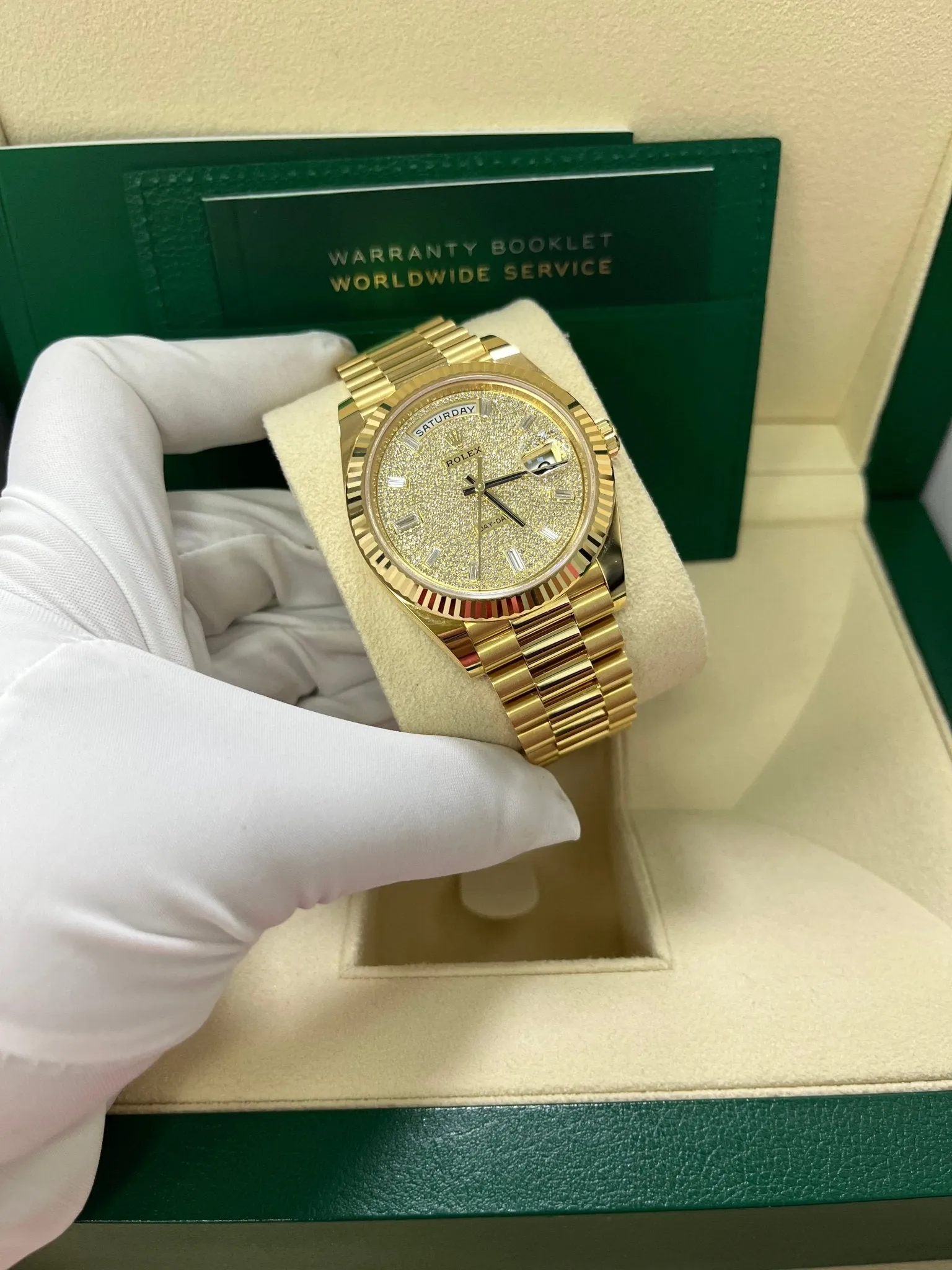 Rolex Day-Date 40mm Yellow Gold Pave Dial 228238