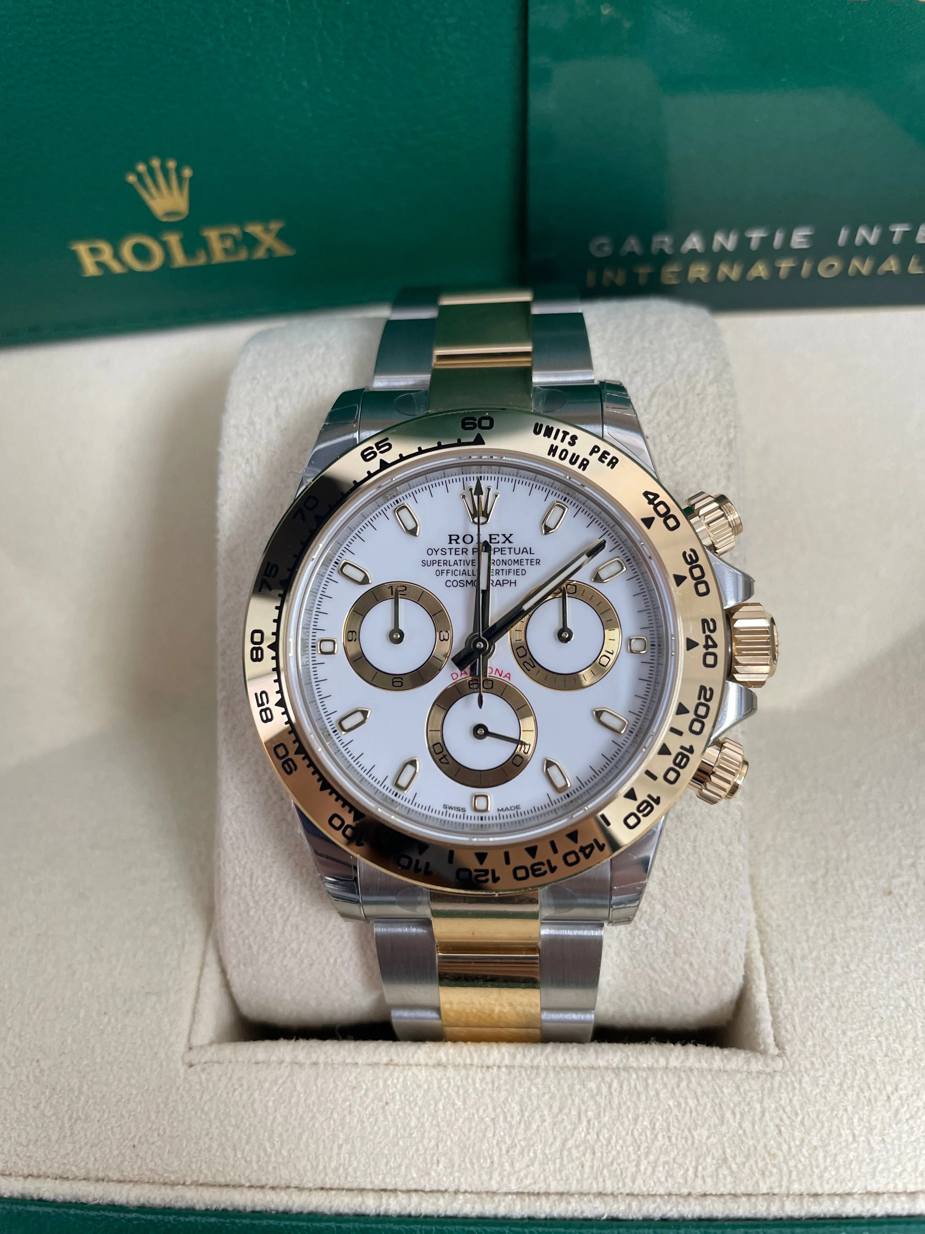 Rolex Daytona 40mm Yellow Rolesor Cosmograph White Index Dial (Ref #116503)