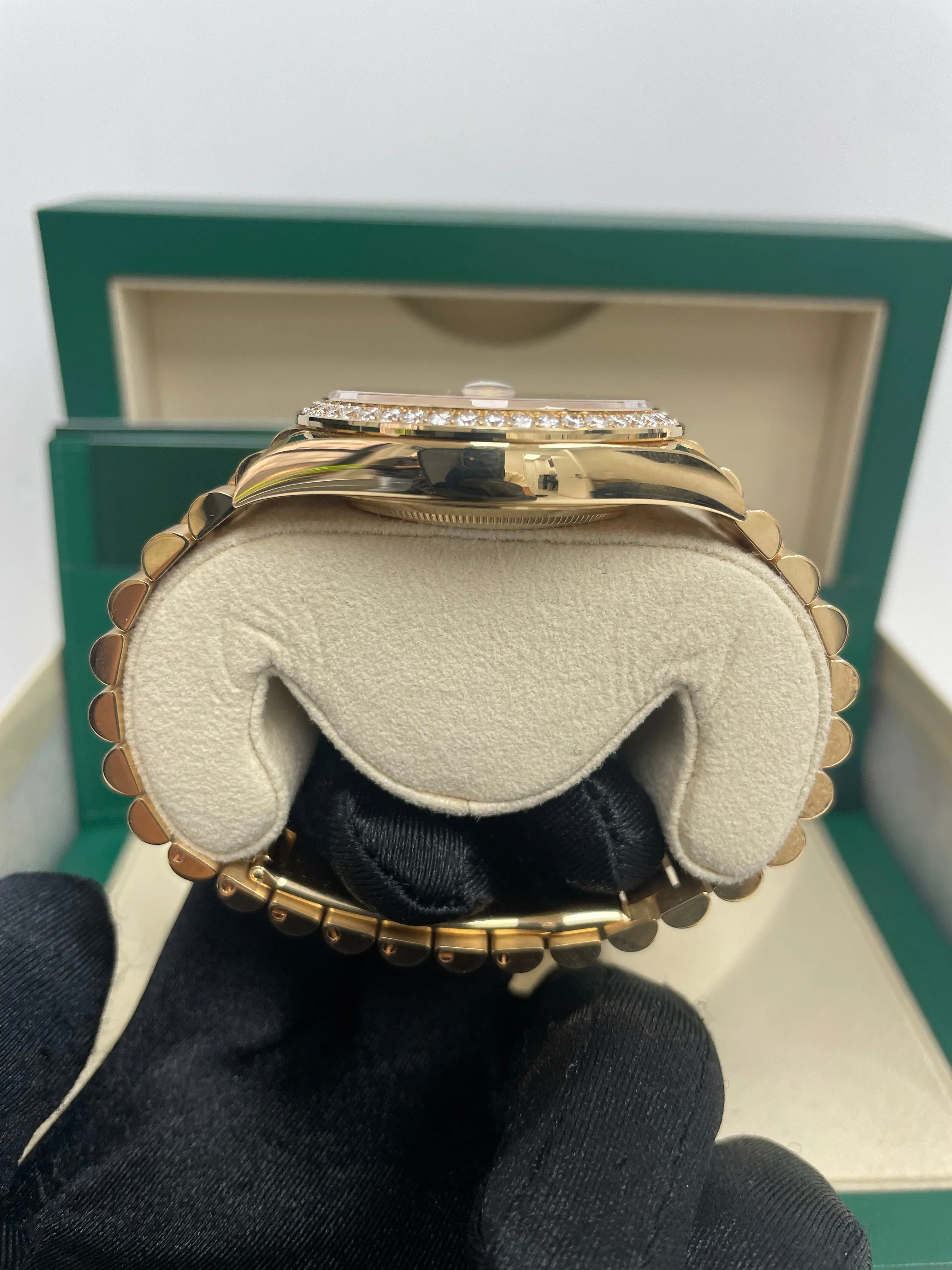 Rolex Yellow Gold Day-Date 40 Watch - Yellow Gold Bezel - Champagne Baguette Diamond Dial - President Bracelet ( Ref# 228348RBR)