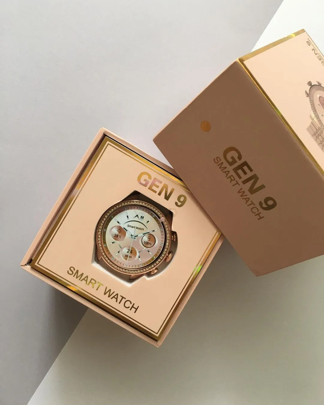 Round Rose Gold Gen 9 Dia mond Edition Smartwatch Smartwatch (Rose Gold Strap, rjmobil01