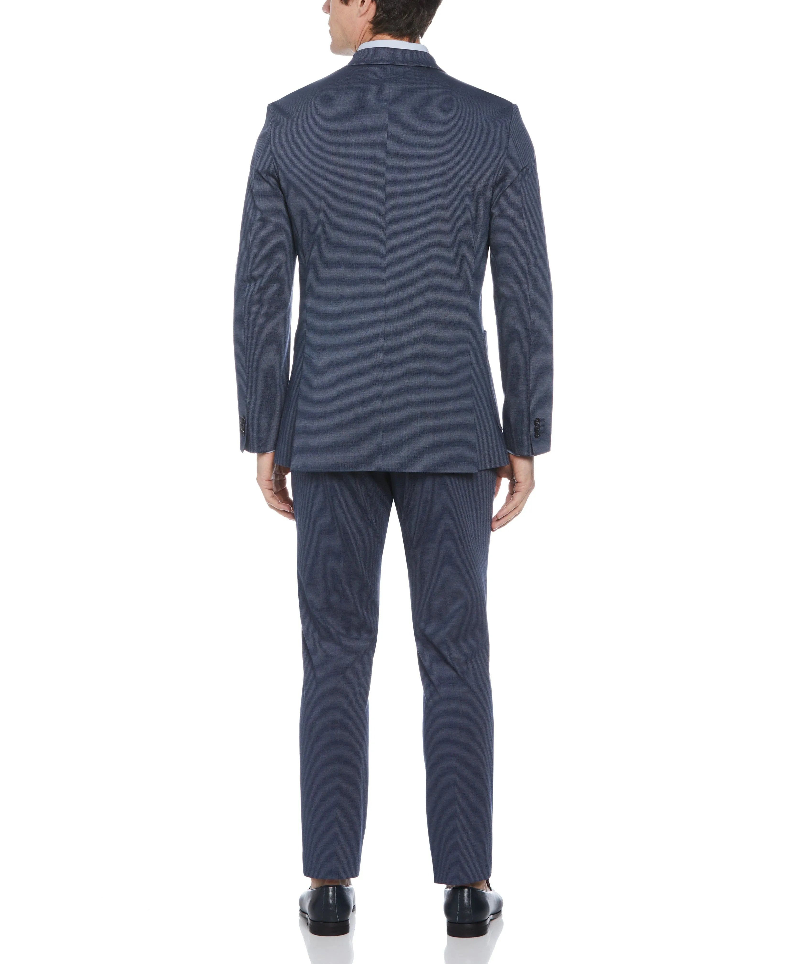 Slim Fit Microgrid Knit Medium Navy Suit