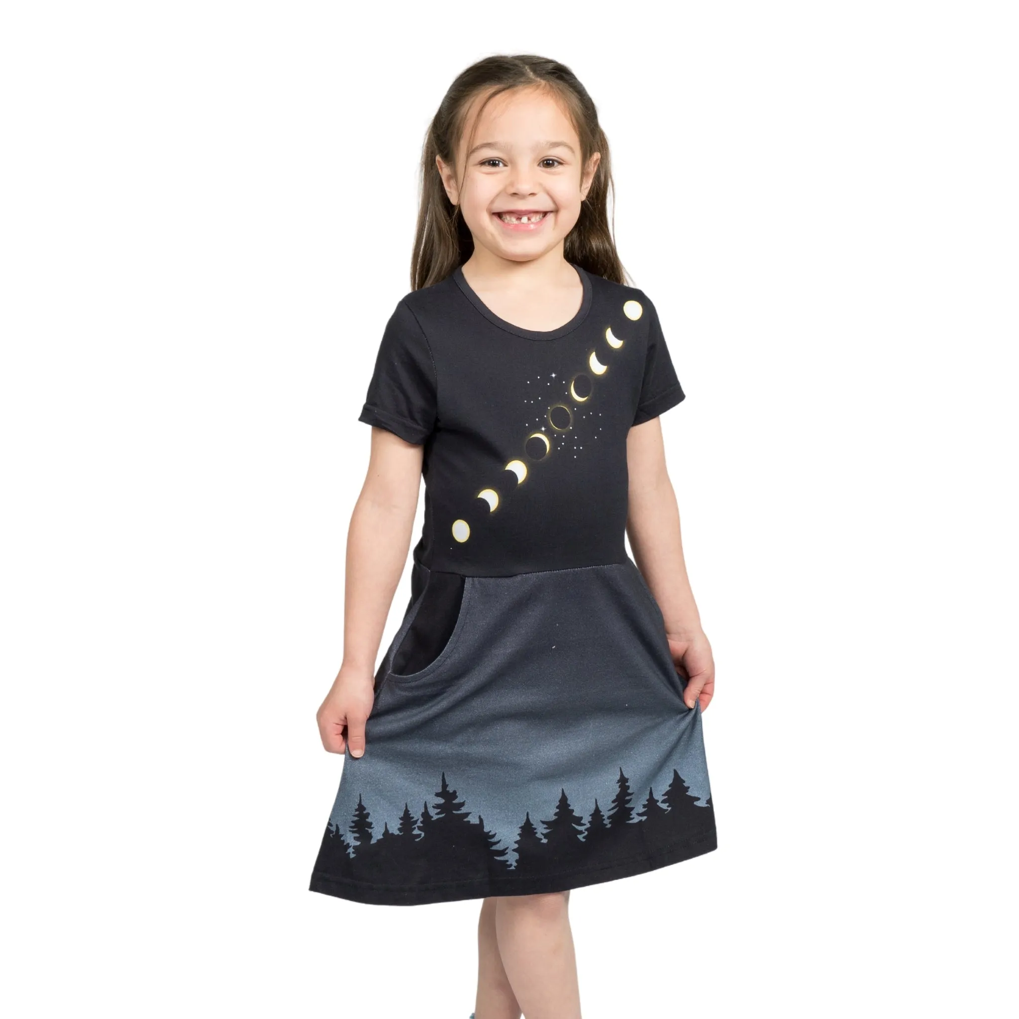 Solar Eclipse Kids A-Line Dress