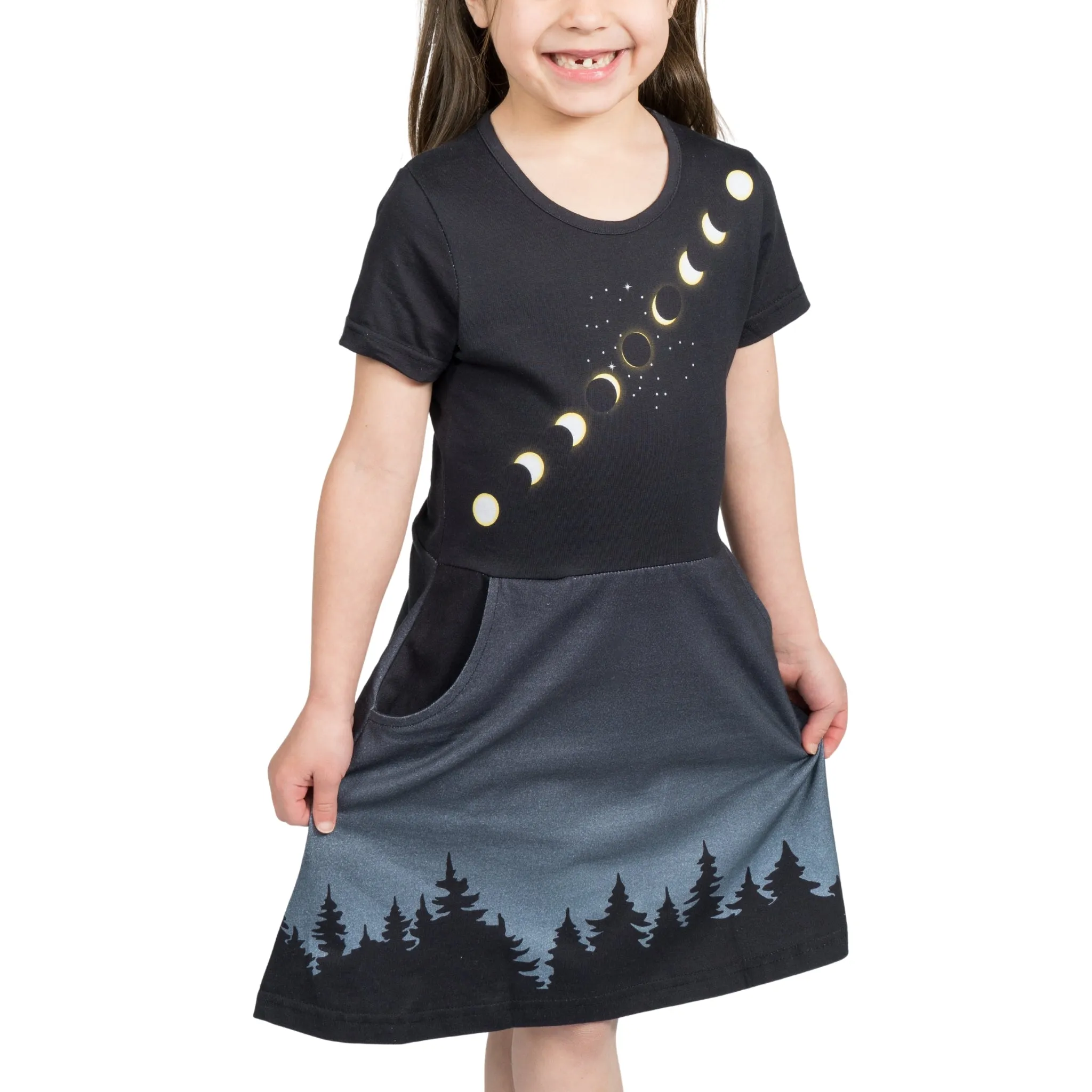 Solar Eclipse Kids A-Line Dress