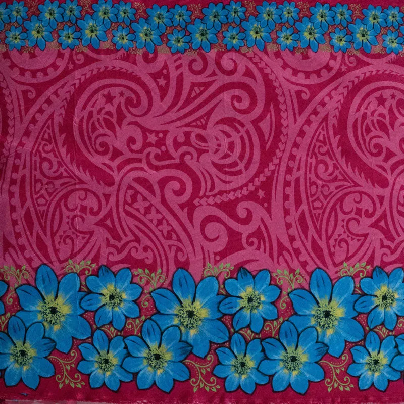 Traditional Polynesian Tattoo Daisy Double Border Fabric | Polyester