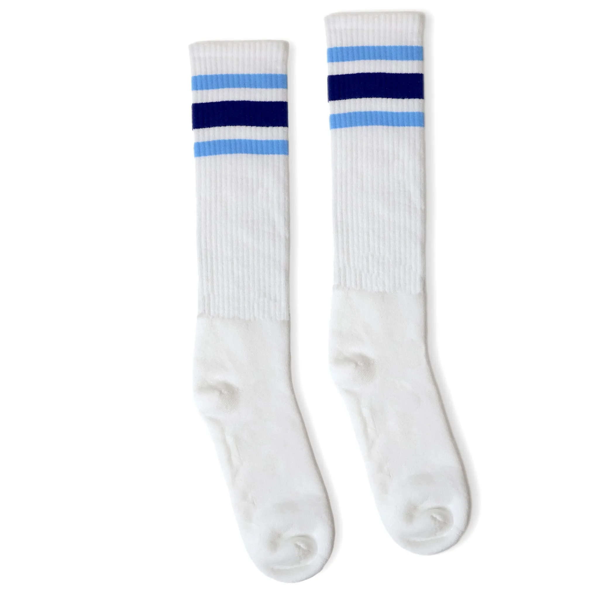 True Knee High Socks | White | Blue Shades