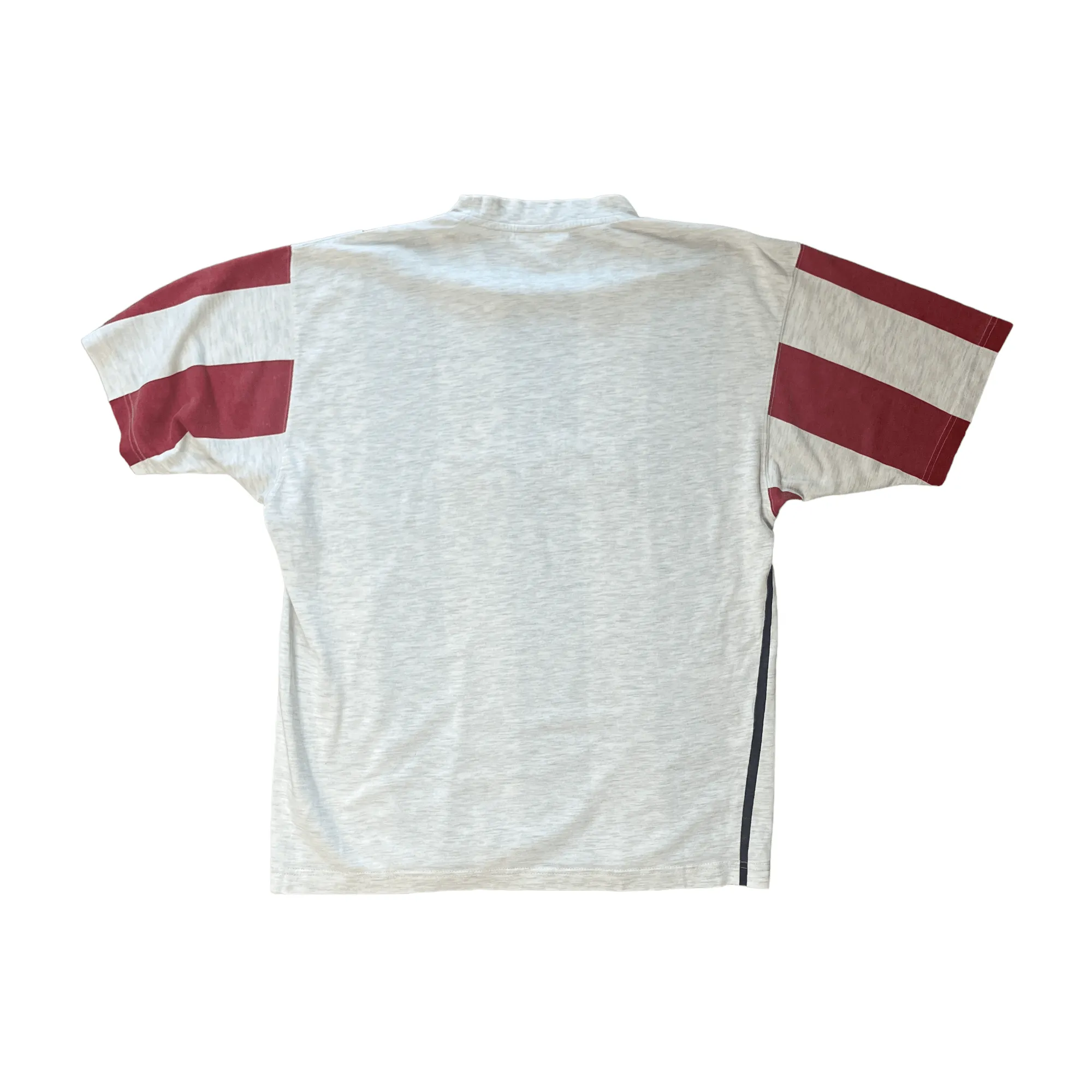 Vintage 90s Grey, Red   Navy Blue Adidas Spell-Out Tee - Medium