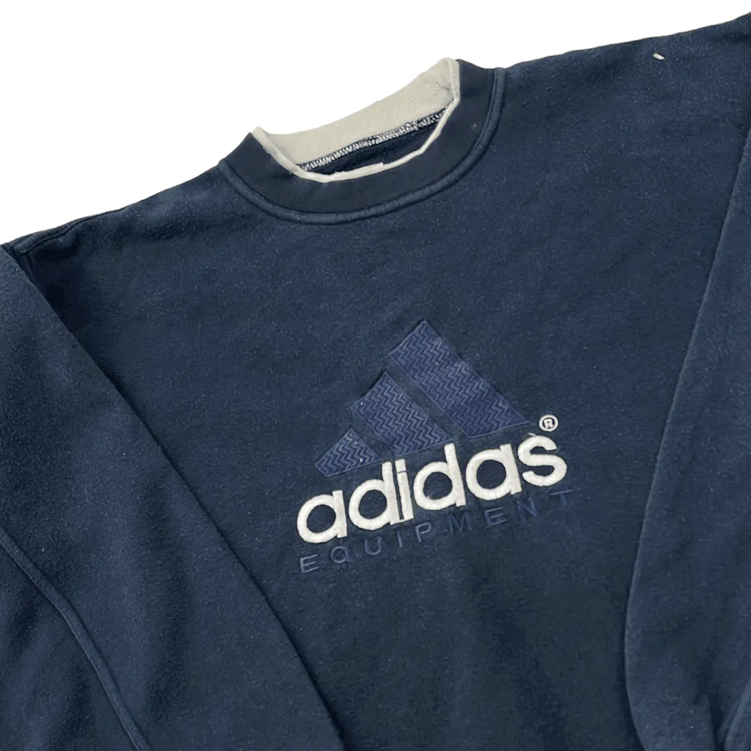 Vintage 90s Navy Blue Adidas Equipment Spell-Out Sweatshirt - Medium