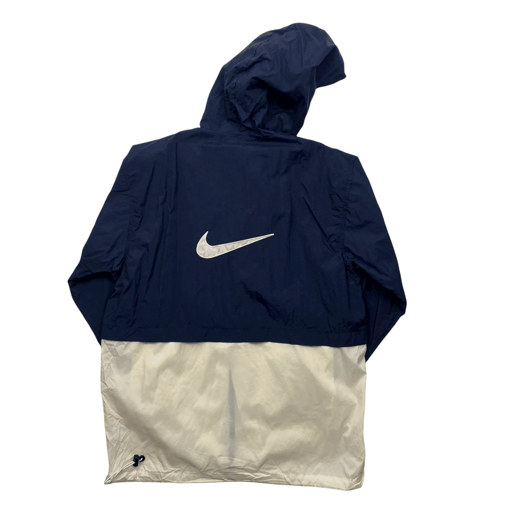 Vintage 90s Navy Blue   White Nike Full Zip Waterproof Windbreaker - Small (Recommended Size - Large)