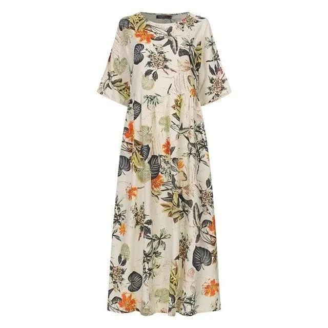 Vintage Floral Printed Dress