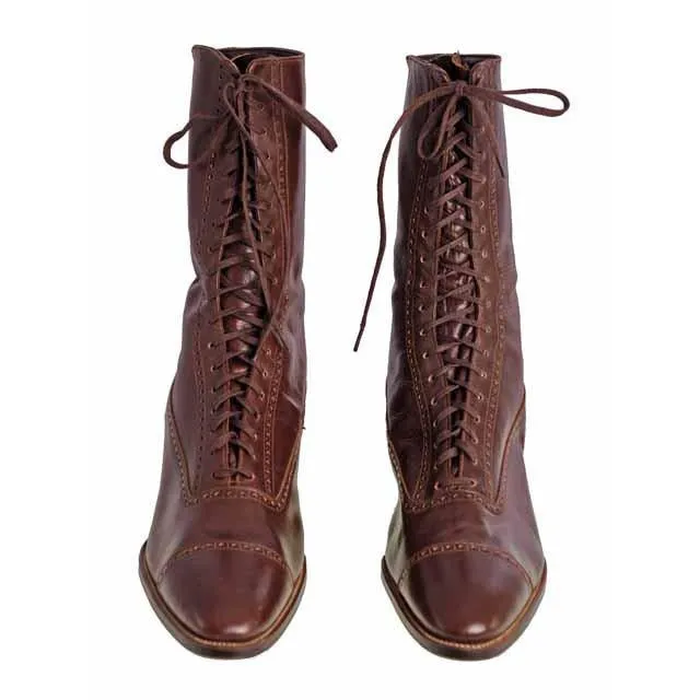 Vintage  Mahogany Leather High Lace Boots 1910 Sz 7N New In BOX Buster Brown