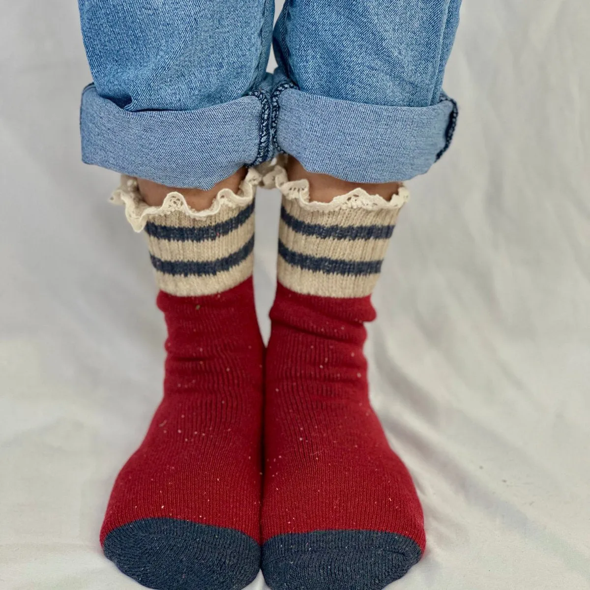 WINTER  striped walking socks - garnet